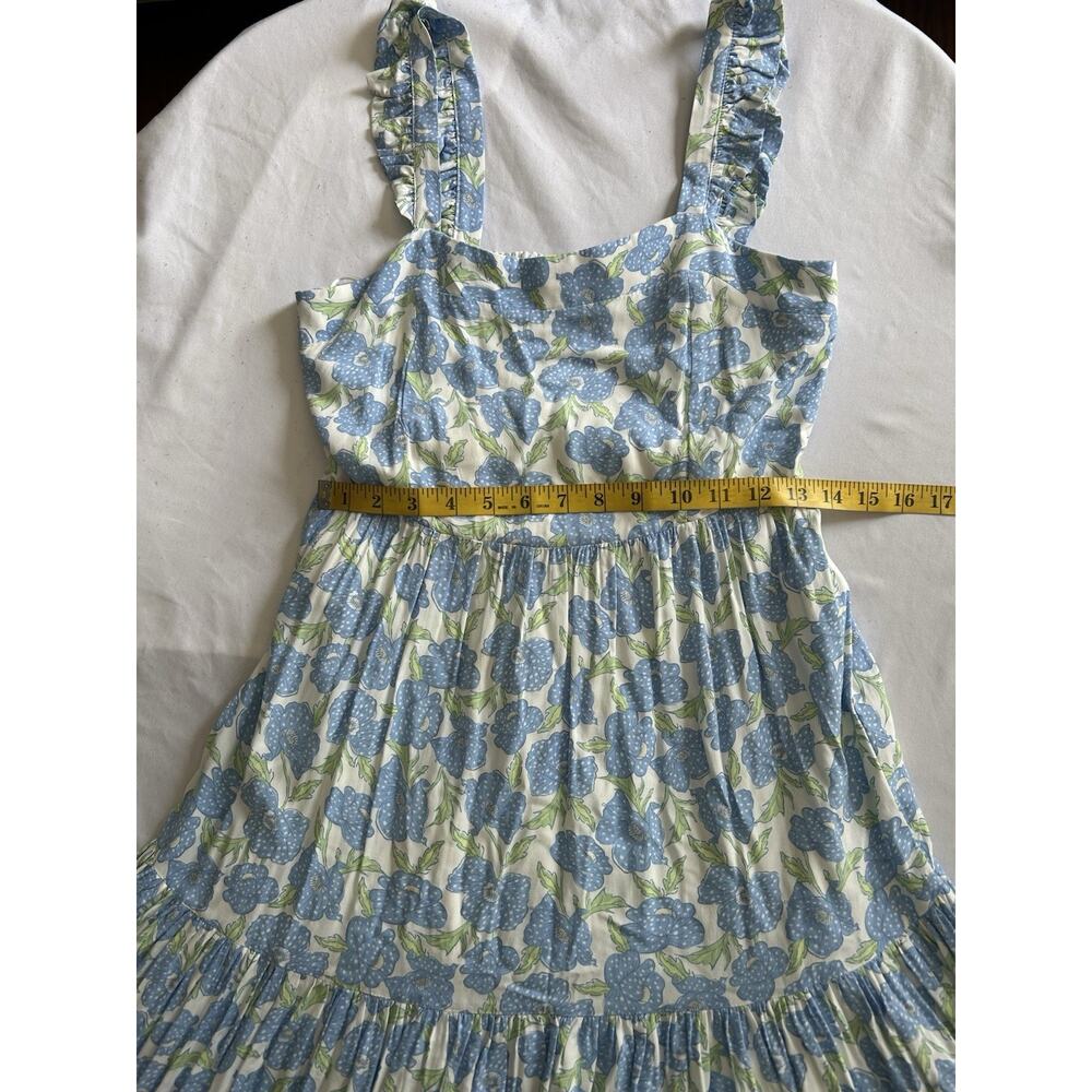 Haute Hippie Floral Tiered Maxi Dress Womens Size Small Blue White Boho Festival - Picture 9 of 10